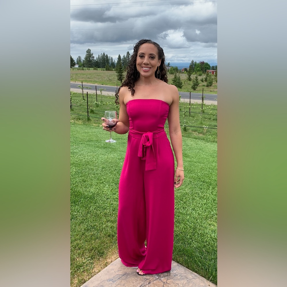 Strapless Fuchsia Jumpsuit